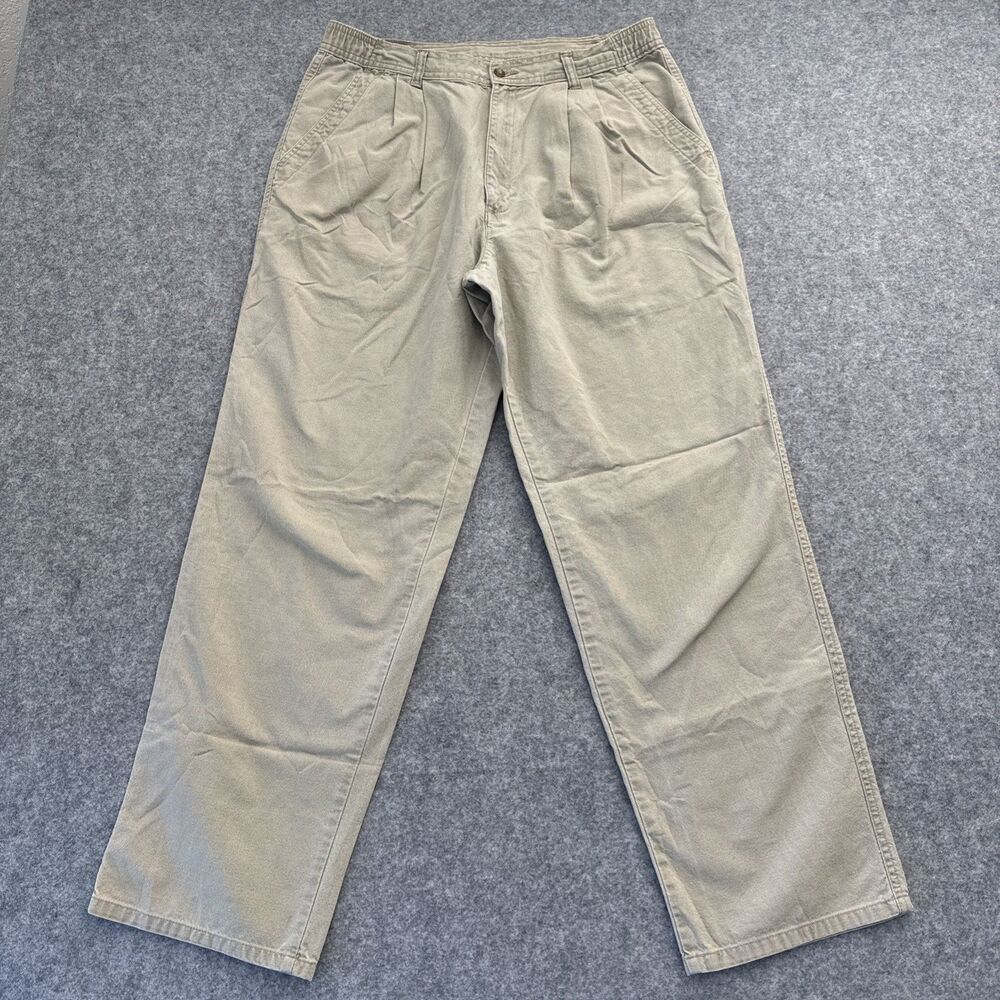 St. Johns Bay Chino Pants Mens 32x30 Tan Cotton Straight Leg Casual Trousers